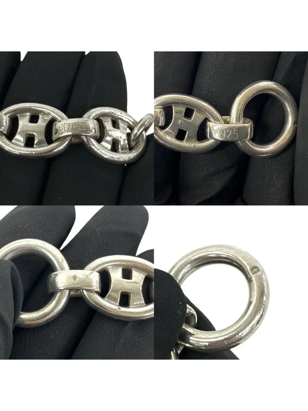 Hermes Vintage Logo Bra 925 Sterling Silver Accessory Bracelet